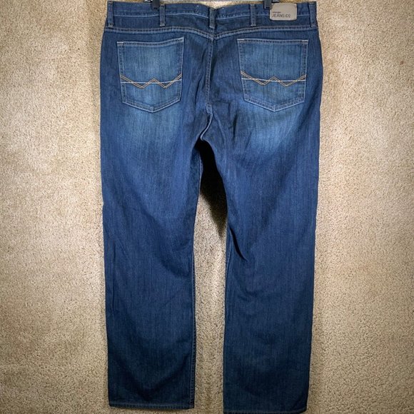 WRANGLER Relaxed Straight Leg Mens Dark Blue Denim Jeans Sz 42x30 Cotton Pants - Picture 5 of 9